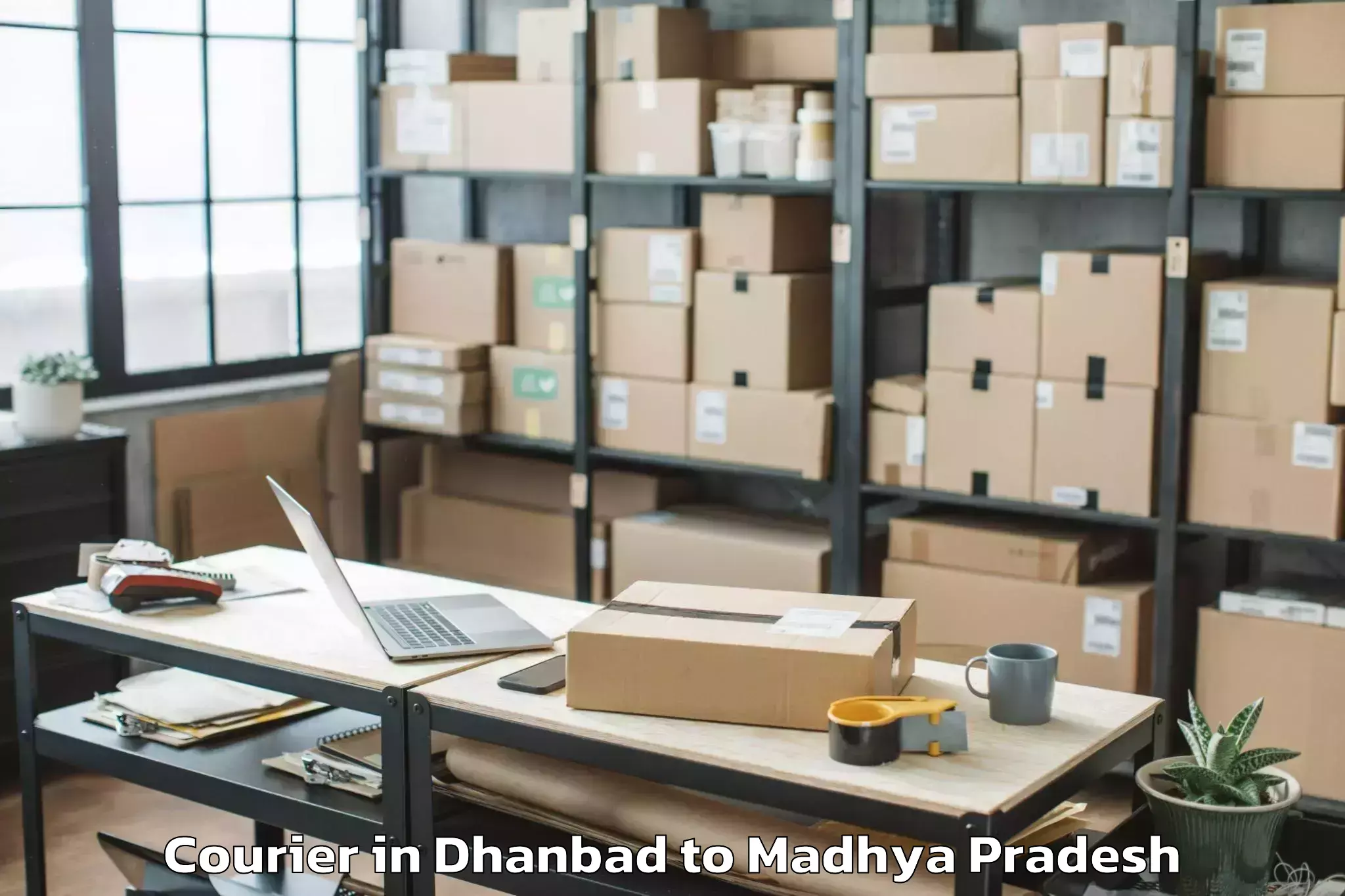 Easy Dhanbad to Saugor Courier Booking